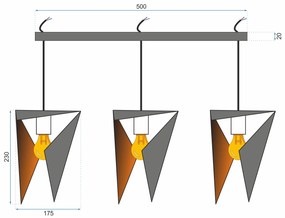 Toolight - Trojuholníková stropná lampa 3xE27 APP254-3CP, čierna, OSW-08009