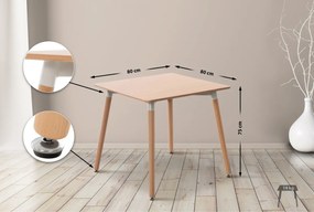 Stôl drevený Viborg 80 natura - v75 x 80 x 80 cm