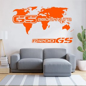 Veselá Stena Samolepka GS Adventure Mapa Farba: oranžová, Veľkosť: 60 x 35 cm