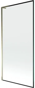 Mexen Next L, 1-krídlová vaňová zástena 90 x 150 cm, 6mm číre sklo-čierny vzor, zlatý lesklý profil, 895-090-000-03-70-50