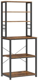 Kuchynský úložný stojan, Pekársky stojan, 6 políc, 40 x 60 x 167 cm, rustikálny hnedý