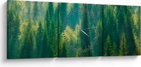 Obraz - Borovicový les (s hodinami) (90x30 cm)