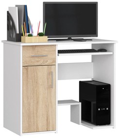 PC stolík Jaloms (biela + dub sonoma). Akcia -19%. Vlastná spoľahlivá doprava až k Vám domov. 1069699