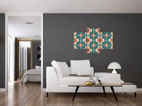Obraz - Retro vzor s kvetmi (90x60 cm)