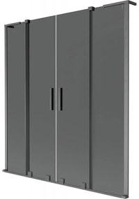 Mexen Velar L Duo, 2-krídlová posuvná vaňová zástena 140 x 150 cm, 8mm šedé sklo, brúsený grafit, 896-140-003-42-66