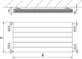 Mexen, Panelový radiátor Mexen Line CL21 600 x 1200 mm, bočné pripojenie, 1452 W, biely - W421L-060-120-00