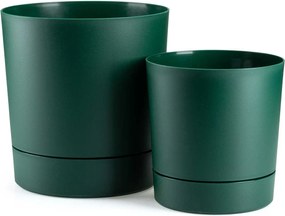 PLASTOVÝ KVETINÁČ AZALEA SADA 2KS 22,5X23,5 CM+17,5X18,5 CM TMAVOZELENÁ
