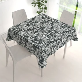 Biante Dekoračný štvorcový obrus PML-105 Biele kvety na čiernom 120x120 cm