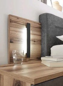 Posteľ s nočnými stolíkmi Sarnia 180x200 cm, zrubová doska/tmavý betón