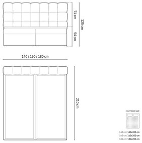 Micadoni Mamaia čalúnená posteľ - Svetlosivá, 160 cm