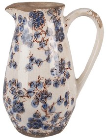 Dekoratívny keramický džbán s modrými kvetmi Blusia - 17*13*22 cm
