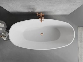 Mexen Lira, voľne stojaca vaňa, vzor, 170 x 80 cm, biela-čierna, ružové zlato prepad, 52831708075-60