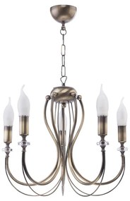 Jupiter 1634 - Luster na reťazi MELANI 5xE14/40W/230V mosadz patina