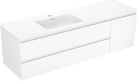 Mexen Orio, kúpeľňová skrinka 160 cm s umývadlom Otis vľavo, 2S, 1D, biela matná, 91A13-16047-3-BBFFF01-W18L01