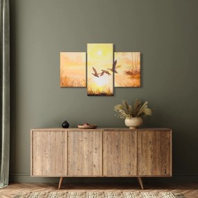 Obraz - Žeriavy pri západe slnka (90x60 cm)