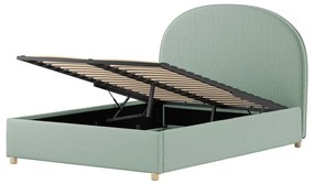 Zelená čalúnená dvojlôžková posteľ s úložným priestorom s roštom 140x200 cm Moon – Vipack