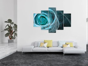Obraz - Abstraktné ruže modrá s čiernym pozadím (150x105 cm)