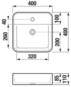 JIKA H8183610001111 - Keramické umývadlo ASTRA 40x40 cm na dosku, biele