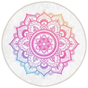 Bielo-ružový prateľný okrúhly koberec vhodný pre robotické vysávače ø 80 cm Comfort – Mila Home