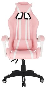 Herná stolička PINKY – ekokoža, plast, biela / ružová / čierna