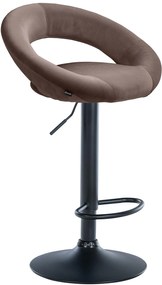 Barová stolička Olinda - zamat, čierny rám - hnedá