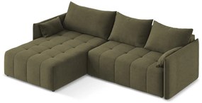 Khaki rozkladacia/s úložným priestorom rohová pohovka (ľavý roh/s leňoškou) Moku – Makamii