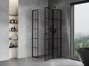Mexen Mist L, päťuholníkový sprchový kút s krídlovými dverami, 100 x 100 cm, 8mm číre sklo, čierny profil, 8A8L-100-100-70-77-P