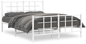 Kovový rám postele s čelom a podnožkou biely 140x190 cm 355628