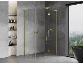 Mexen Mist-H L Duo, 2-krídlový sprchový kút 115 x 120 cm, číre sklo, zlatý lesklý profil, 8A5L-115L-120P-50-00