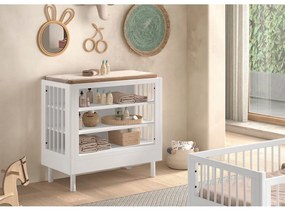 Biela detská komoda z bukového dreva s prebaľovacím pultom 100x95x55 cm Forrest – Vipack