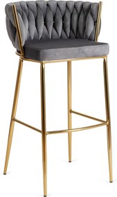 PROXIMA.store - Luxusná barová stolička FLORES FARBA: sivá, FARBA NÔH: zlatá