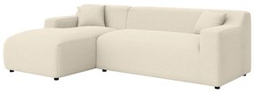 Béžovo-krémová menčestrová rohová pohovka (ľavý roh/s leňoškou) Martin – Ropez