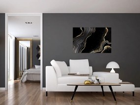 Obraz - Čierno-zlatý mramor (90x60 cm)