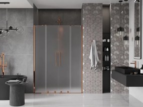 Mexen Velar Duo, posuvné sprchové dvere do otvoru 160 cm, 8mm sklo námraza, ružové zlato, 871-160-000-32-60