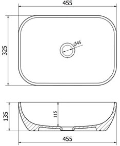 Mexen Rita, umývadlo na dosku 455x325x135 mm, biela-imitácia kameňa, 21084584