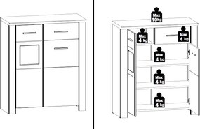 Úložná komoda/ botník Materio, dub/biela