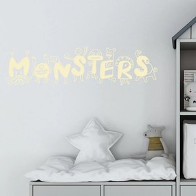 Veselá Stena Samolepka Monsters Farba: béžová, Veľkosť: 60 x 18 cm