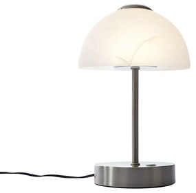 Dizajnová stolná lampa oceľová s opálovým sklom vrátane LED stmievateľná - Joya