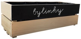 AMADEA Drevený kvetináč s tabuľkou na písanie kriedou, vo vnútri s čiernou fóliou, 52x21,5x17cm, český výrobok