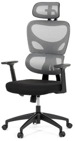 Kancelárska stolička KA-K2080 GREY, sivá sieťovina, čierny plast