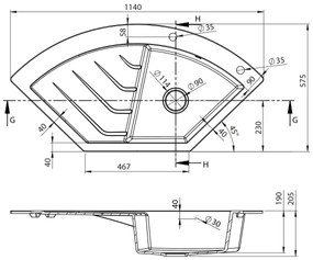 Sapho - Rohový kuchynský drez 114x57,5 cm granit/béžová