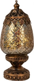 Hnedá sklenená svietiaca LED lampáš Balli - Ø 10*23 cm