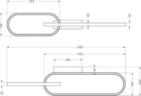 Zuma Line C241145502A - LED stropné svietidlo RAVON 2xLED/24W/230V čierna/zlatá