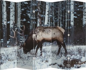 Paraván - Jelen v zime (210x170 cm)