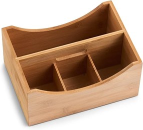Bambusový úložný box s rúčkou, triediaci, 4 priehradky MARGAS, 25x18x12