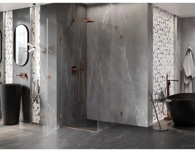 Mexen Lunar-B L sklápací sprchový kút ľavý 70 x 70 cm, číre sklo, medená matná, 832L-070-070-65-00-L