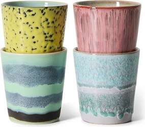 Sada 4ks kameninových hrnčekov na kávu 70s Artist - 7,5 * 7,5 * 8 cm / 230ml