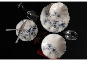 Jedálna súprava 24 ks biela/modrá/porcelán