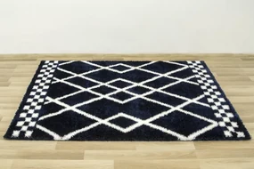 Koberec Boho 656 Romby tmavomodrý / krémový