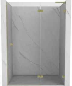 Mexen, Mexen Lunar L výklopné pravé sprchové dvere 135 cm, transparentné, brúsené zlaté - 834L-135-000-55-00-P